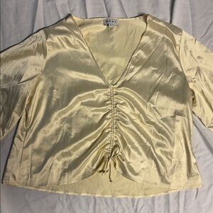 Wray Cream V-Neck Silky Top